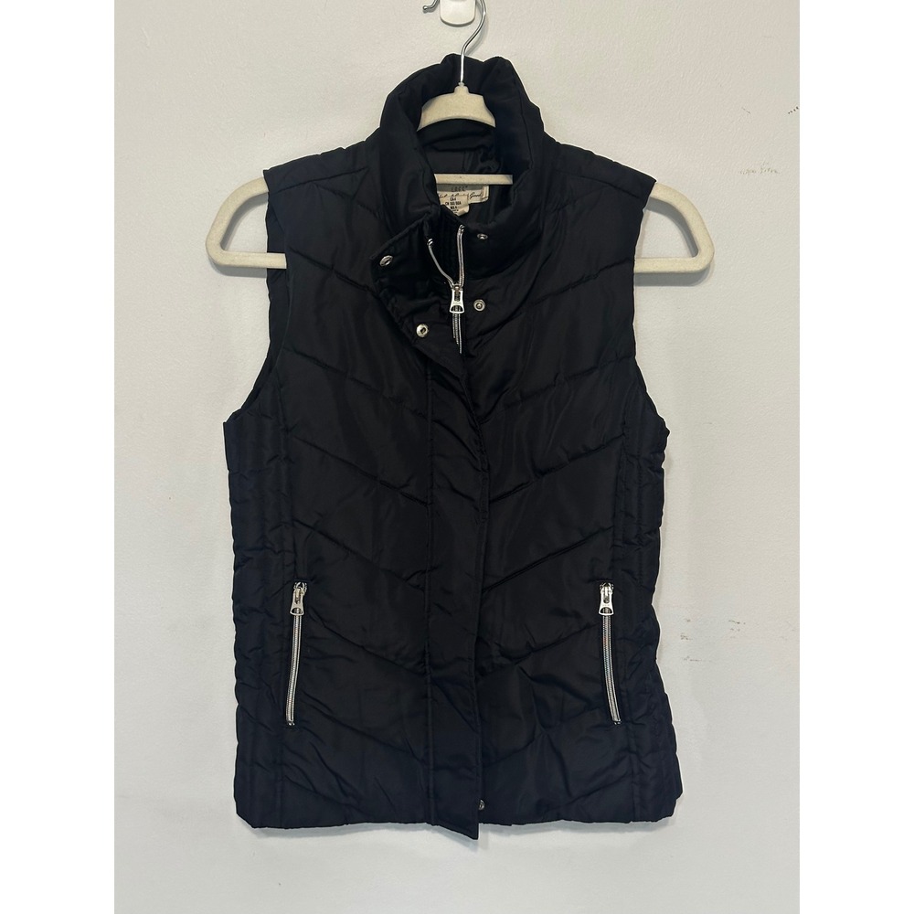 HM LOGG Women Black Puffer Vest Quilted Full Zip Sleeveless Jacket Size 4